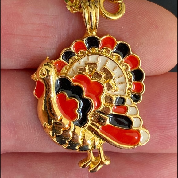 ACCESSOCRAFT N.Y.C. Turkey Necklace Earrings Fall Thanksgiving Enamel Jewelry - Picture 9 of 16